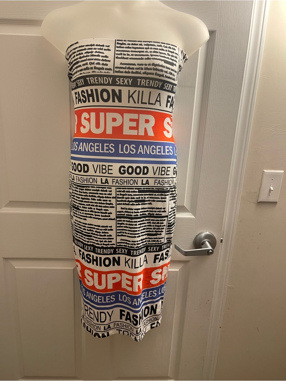 Strapless Newspaper Print Dress